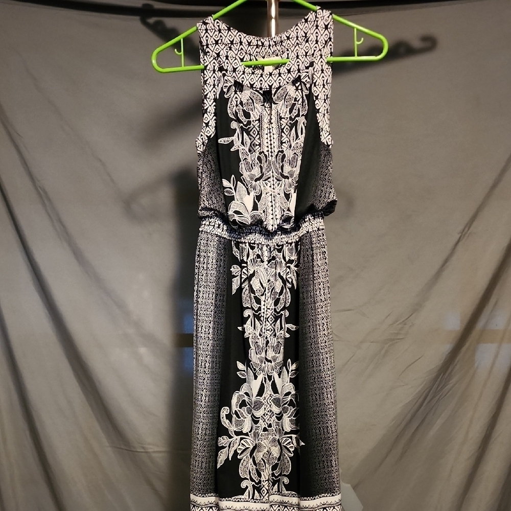 Soma Black and White Halter Sheath Maxi Dress - Picture 1 of 8